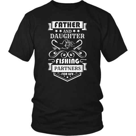 Image of Father and Daughter Fishing Partners T-shirt District Unisex Shirt Black S