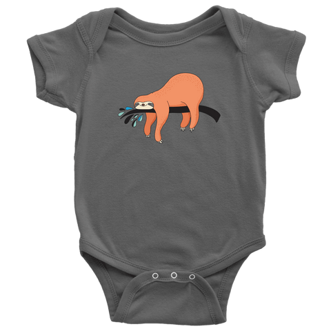 Image of Sleepy Sloth Onsies T-shirt Baby Bodysuit Asphalt NB