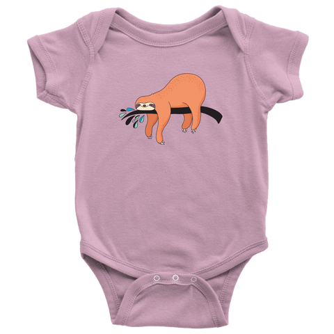Image of Sleepy Sloth Onsies T-shirt Baby Bodysuit Pink NB