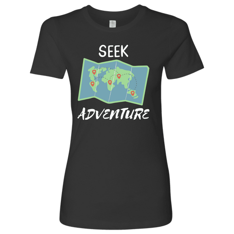 Image of Seek Adventure World Travel T-shirt Next Level Womens Shirt Heavy Metal S