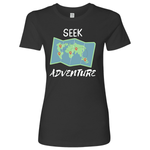 Seek Adventure World Travel T-shirt Next Level Womens Shirt Heavy Metal S