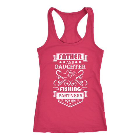 Image of Father and Daughter Fishing Partners T-shirt Next Level Racerback Tank Raspberry XS