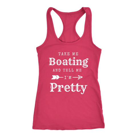 Image of Take Me Boating Womens Shirts T-shirt Next Level Racerback Tank Raspberry XS
