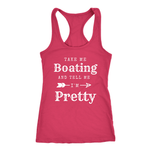 Take Me Boating Womens Shirts T-shirt Next Level Racerback Tank Raspberry XS