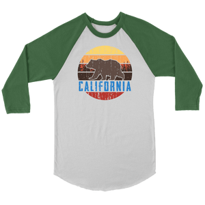 Big Bear Lake California V.1, Raglan T-shirt Canvas Unisex 3/4 Raglan White/Evergreen S