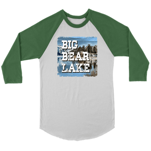 Big Bear Lake V.1 Raglan T-shirt Canvas Unisex 3/4 Raglan White/Evergreen S