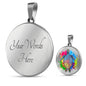 Lively Color Splash Turtle with Clear Background Jewelry Luxury Necklace (Silver) Yes