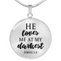 Loves me at my Darkest Circle Necklace Jewelry Luxury Necklace (Silver) No