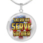 Sacrifice, Serve, Soldier(gold) | Circle Necklace Jewelry Luxury Necklace (Silver) No