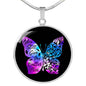 Butterflies Color Circle Necklace Jewelry Luxury Necklace (Silver) No