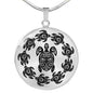 Peaceful Tribal Turtles Clear Background Jewelry Luxury Necklace (Silver) No