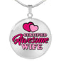 Certified Awesome Wife Circle Necklace Jewelry Luxury Necklace (Silver) No