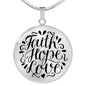 Faith, Hope, Love. Clear Background Jewelry Luxury Necklace (Silver) No