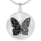 Butterflies Black and White Circle Necklace Jewelry Luxury Necklace (Silver) No