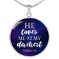 Loves me at my Darkest Color Circle Necklace Jewelry Luxury Necklace (Silver) No