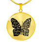 Butterflies Black and White Circle Necklace Jewelry Luxury Necklace (Gold) No