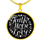 Faith, Hope, Love. Black Background Jewelry Luxury Necklace (Gold) No