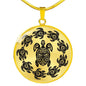 Peaceful Tribal Turtles Clear Background Jewelry Luxury Necklace (Gold) No