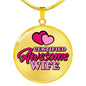 Certified Awesome Wife Circle Necklace Jewelry Luxury Necklace (Gold) No
