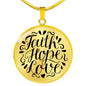 Faith, Hope, Love. Clear Background Jewelry Luxury Necklace (Gold) No
