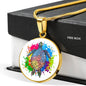 Lively Color Splash Turtle with White Background Jewelry