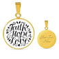 Faith, Hope, Love. White Background Jewelry Luxury Necklace (Gold) Yes