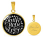 Faith, Hope, Love. Black Background Jewelry Luxury Necklace (Gold) Yes