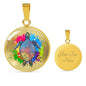 Lively Color Splash Turtle with Clear Background Jewelry Luxury Necklace (Gold) Yes