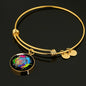 Color Splash Turtle, Black Background Circle Bangle Jewelry