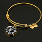 Peaceful Tribal Turtle, Black Background Circle Bangle Jewelry