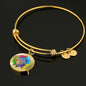 Color Splash Turtle, Clear Background Circle Bangle Jewelry