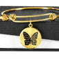Butterflies Black and White Circle Bangle Jewelry Luxury Bangle (Gold) No