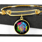 Color Splash Turtle, Black Background Circle Bangle Jewelry Luxury Bangle (Gold) No