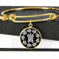 Peaceful Tribal Turtle, Black Background Circle Bangle Jewelry Luxury Bangle (Gold) No
