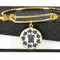 Peaceful Tribal Turtle, White Background Circle Bangle Jewelry Luxury Bangle (Gold) No