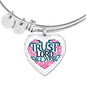 Trust in the Lord Bangle with Heart Charm White Jewelry Heart Pendant Silver Bangle No