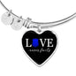 Love Never Fails, Police Jewelry Heart Pendant Silver Bangle No