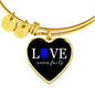 Love Never Fails, Police Jewelry Heart Pendant Gold Bangle No