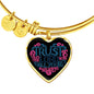 Trust in the Lord Bangle with Heart Charm Black Jewelry Heart Pendant Gold Bangle No