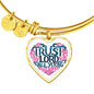Trust in the Lord Bangle with Heart Charm White Jewelry Heart Pendant Gold Bangle No