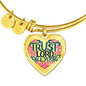 Trust in the Lord Bangle with Heart Charm Clear Jewelry Heart Pendant Gold Bangle No