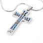 Proverbs 27:17 Premium Cross, Blue Jewelry