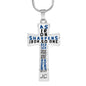 Proverbs 27:17 Premium Cross, Blue Jewelry