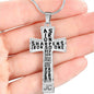 Proverbs 27:17 Premium Cross, Black Jewelry