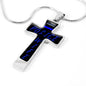 Police Wife Cross with Thin Blue Line Jewelry