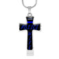 Police Wife Cross with Thin Blue Line Jewelry