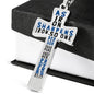 Proverbs 27:17 Premium Cross, Blue Jewelry Luxury Necklace (Silver) No