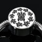 Peaceful Tribal Turtle, White Background Circle with Durable Steel Bracelet Circle Charm S/M Bracelet & Charm No
