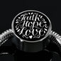 Faith Hope Love, Black Background Circle with Durable Steel Bracelet Circle Charm S/M Bracelet & Charm No