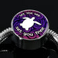 Let The Sea Set You Free, White Background Circle with Durable Steel Bracelet Circle Charm S/M Bracelet & Charm No